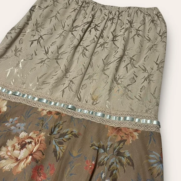 Vintage Floral Patterned Midi Skirt Spencer Alexis Cottagecore Boho Size Large - Picture 3 of 8